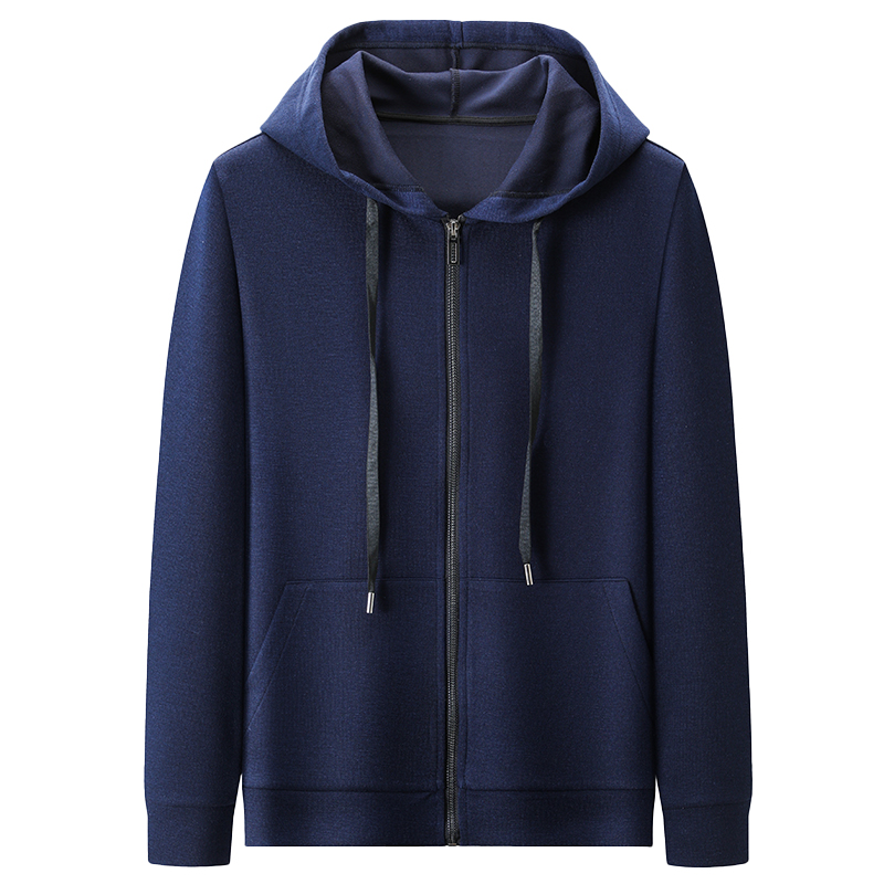 恒源祥针织开衫外套男春秋季含山羊绒拉链连帽毛衣夹克男中年卫衣高清大图