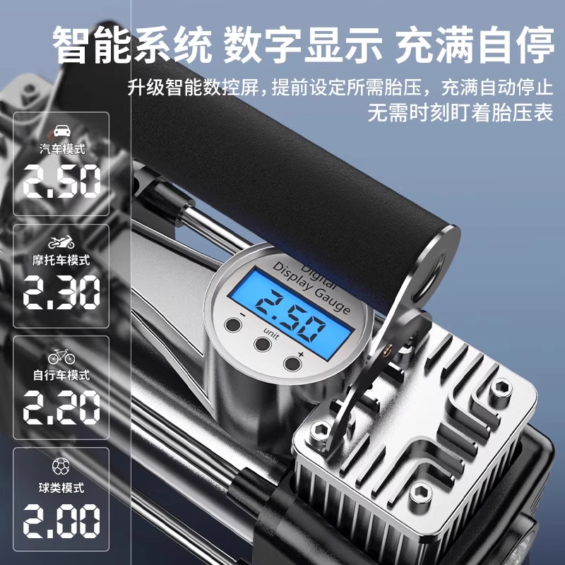 车载充气泵双缸大功率便携式带测胎压电动汽车轮胎打气泵4204高清大图