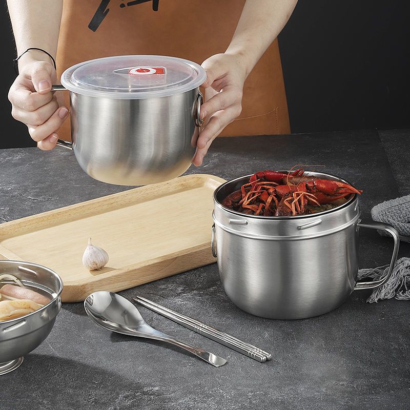 304不锈钢饭盒泡面碗成人学生餐盒上班族汤碗快餐杯带盖碗饭缸