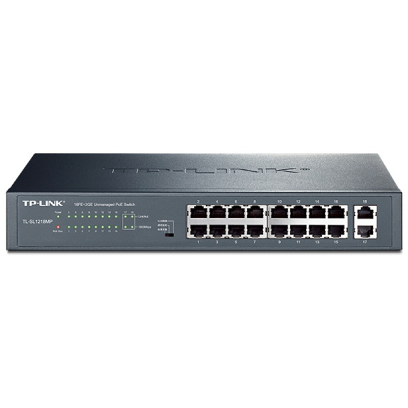 TP-LINK TL-SL1218MP 16口百兆PoE 交换机 2个千兆口