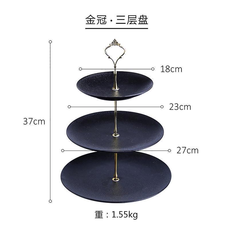 美帮汇欧式三层水果盘客厅多双层茶几创意家用陶瓷糖果干果下午茶点心架高清大图
