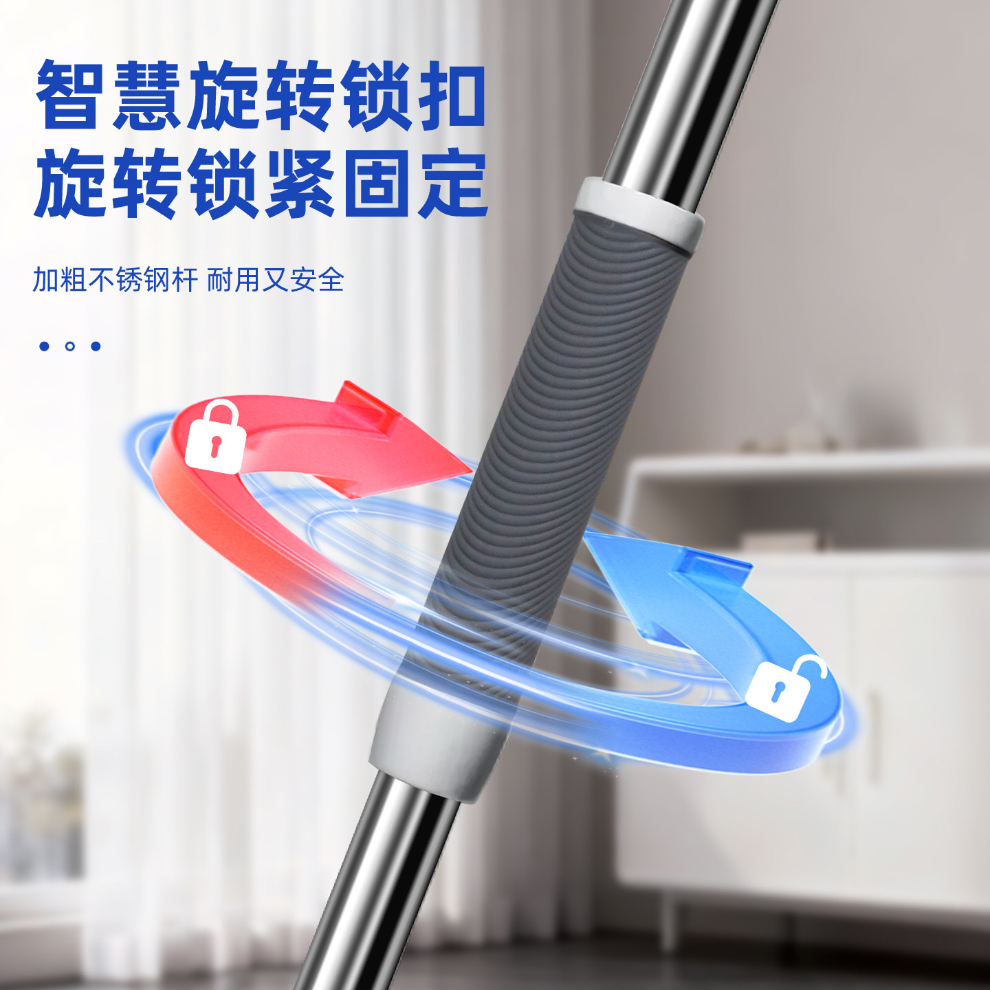 洁沐强海绵拖把家用一拖净免手洗滚轮式胶棉吸水神器 [大号33CM]一键快速换棉.共2个原装头高清大图