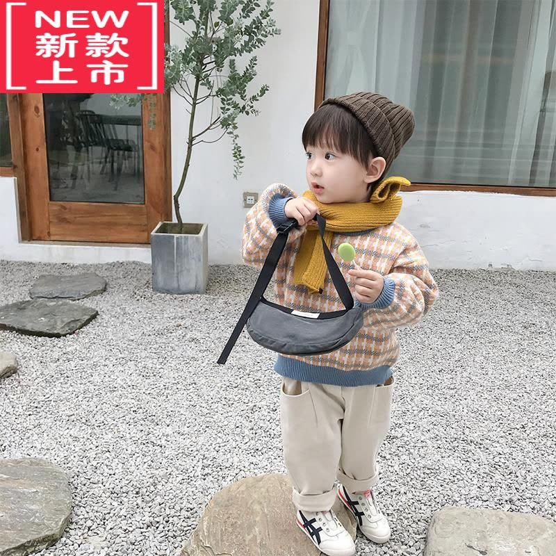可莉允宝宝毛衣男童针织上衣儿童条纹打底衫2021新款韩版套头潮加一体绒图片