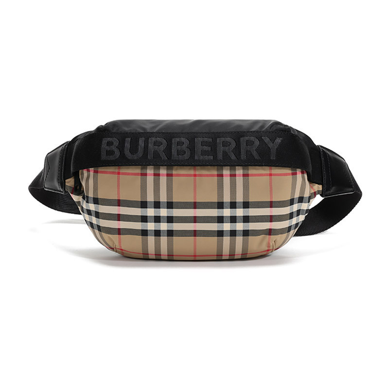 burberry博柏利男女通用款织物胸包斜挎包腰包中号80265571视频