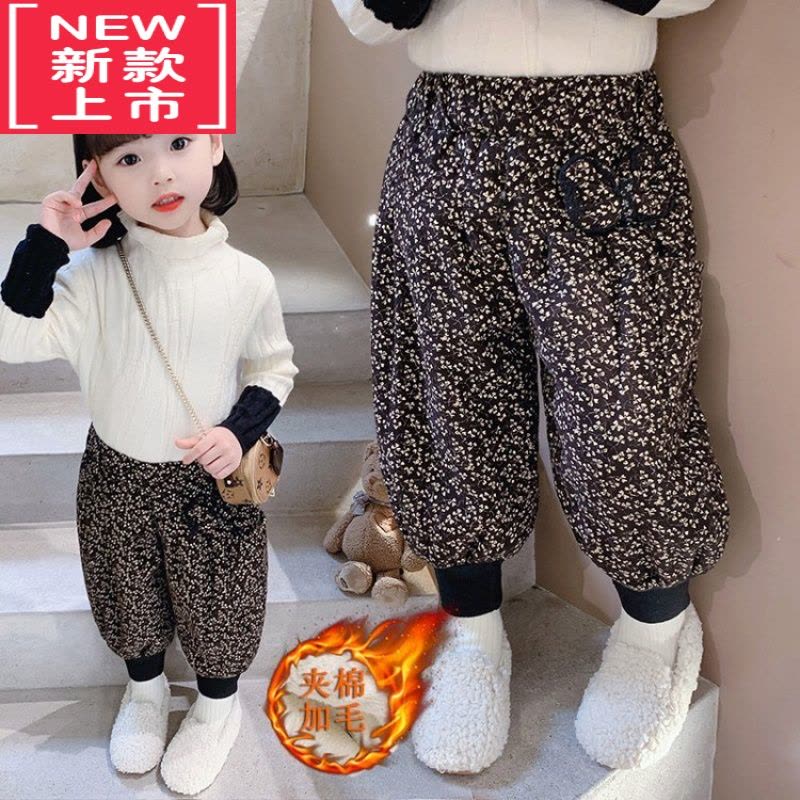 可莉允宝宝裤子秋冬加绒加厚1-3岁婴儿棉裤5女童洋气豹纹三层夹棉保暖裤图片