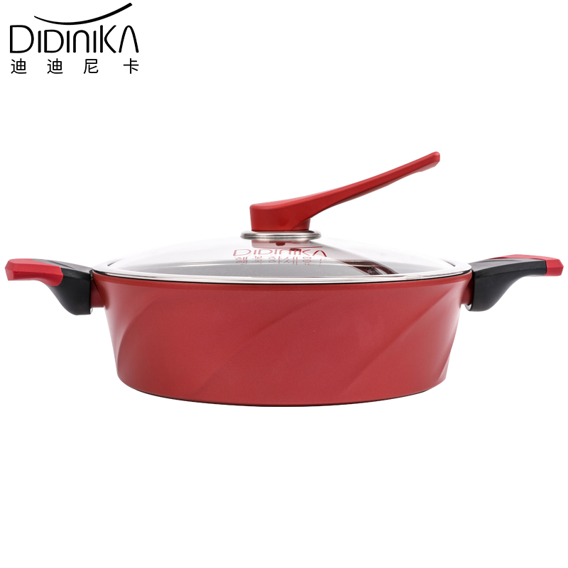 迪迪尼卡(Didinika)2019新款28cm浅汤锅家用麦饭石不粘锅多功能双耳煮锅