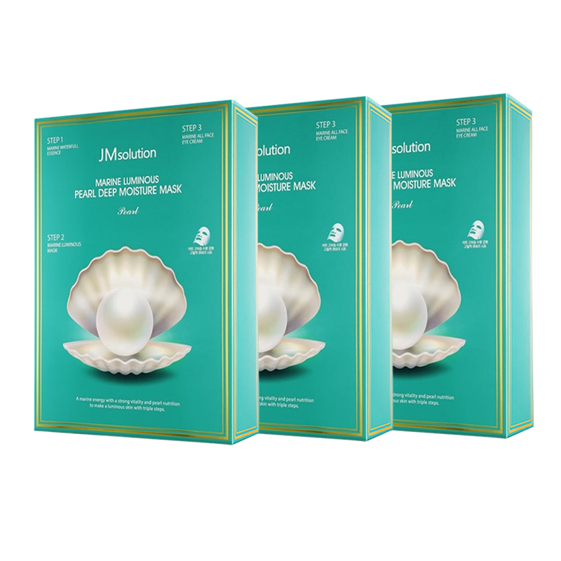 韩国进口JMsolution肌司研海洋珍珠深层补水保湿面膜3盒装 三部曲30g*30片男女通用 JM珍珠面膜