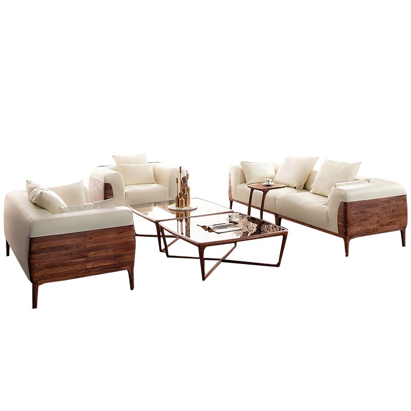 传世乌金意式黑胡桃木沙发组合全实木沙发现代中式实木沙发客厅家具