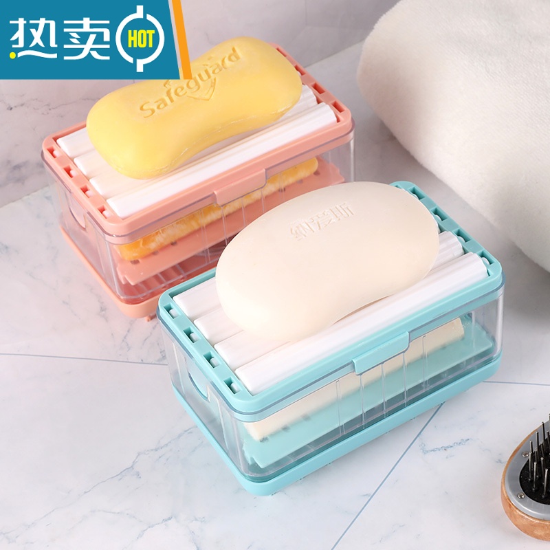 敬平创意多功能洗衣服肥皂盒升级带刷子免手搓起泡皂盒家用沥水收纳盒 少女粉2个装[升级带刷子,起泡刷衣一个搞定]高清大图