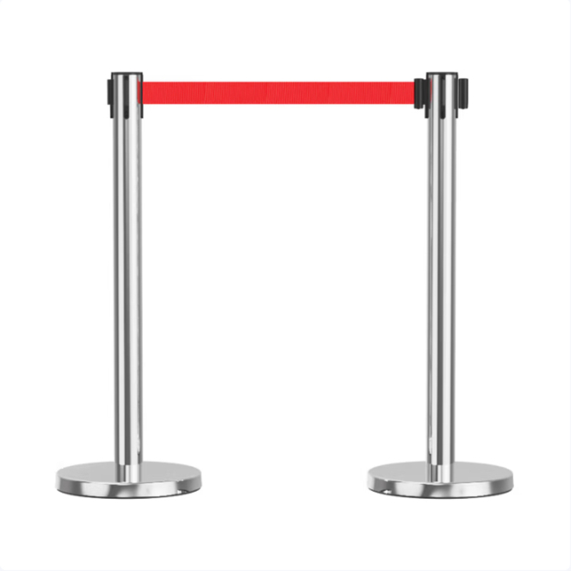 警戒线 不锈钢3m隔离带伸缩带 立柱*1+底座*1+3米隔离带