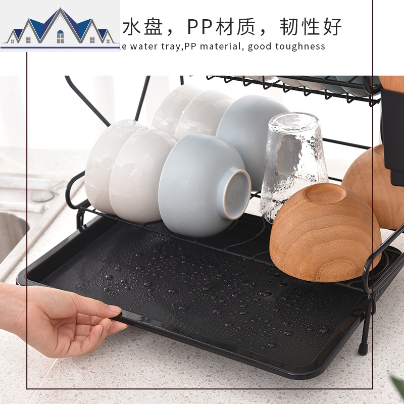 碗架创意双层碗碟架沥水架家用简易杯子盘子碗筷收纳架厨房置物架 三维工匠高清大图