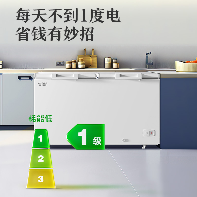 澳柯玛顶开门大容量BC/BD-500HNE卧式冷柜1级节能商用冷柜-40度低温高清大图