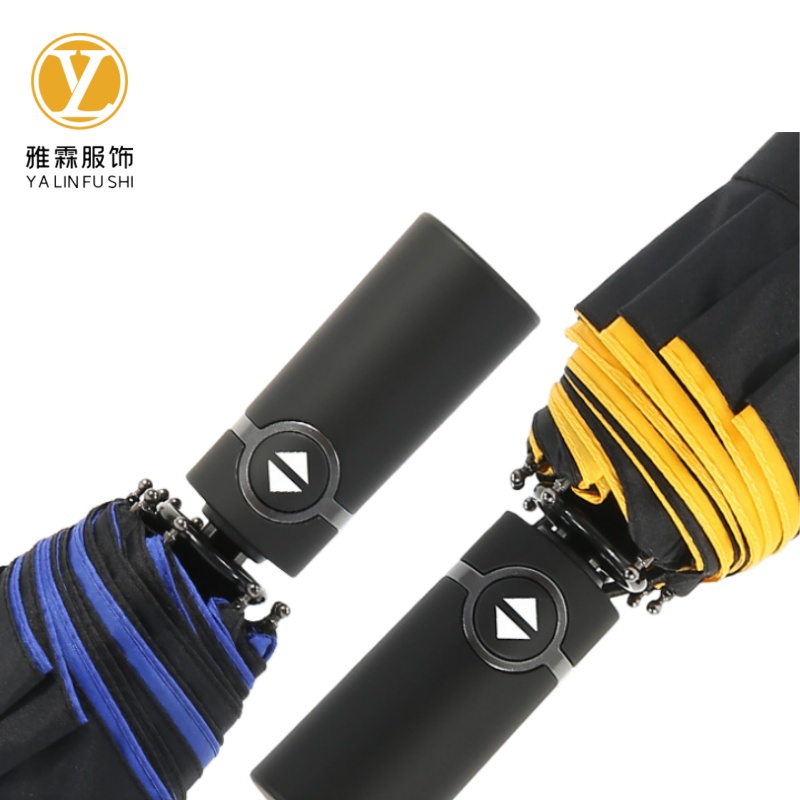 雅霖服 斜纹金胶三折晴雨伞YL-SZD081802 把高清大图