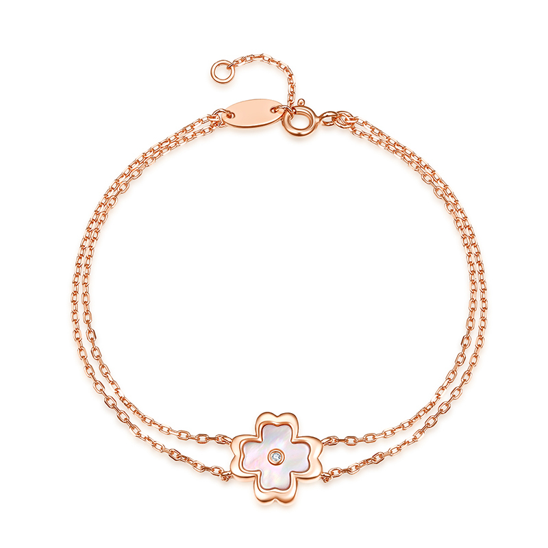 佐卡伊lucky life【幸运人生】四叶草双层链钻石手链