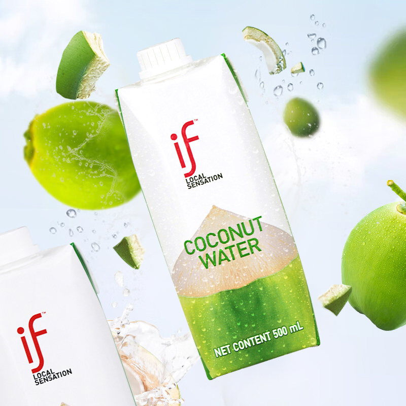 泰国原装进口if100%椰子水NFC电解质0脂0添加500ml*6瓶果汁饮料