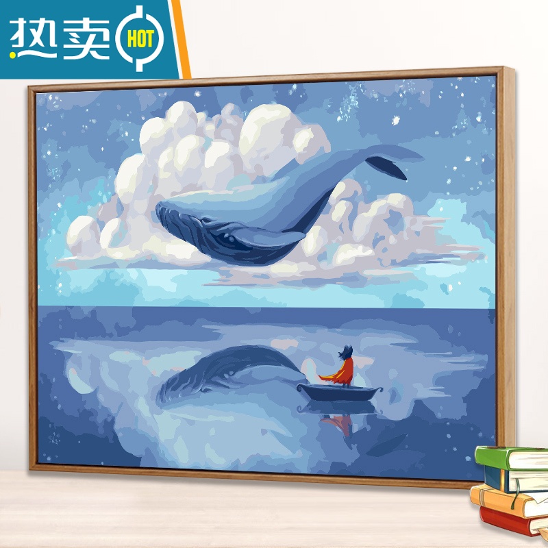敬平数字油画diy填充油彩画减压手工人物动漫客厅装饰画创意涂鸦绘画装饰画 A558 双套颜料+双份画笔+顺丰包邮60*75绷好内框