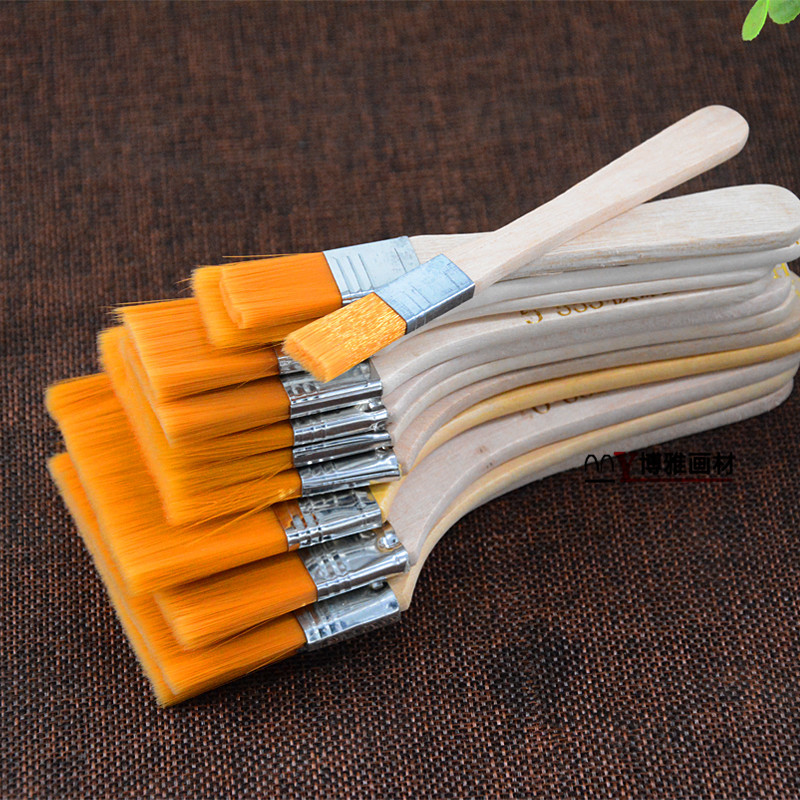 尼龙毛画笔刷平头油画水粉刷笔儿童画画颜料板刷丙烯墙绘刷子套装