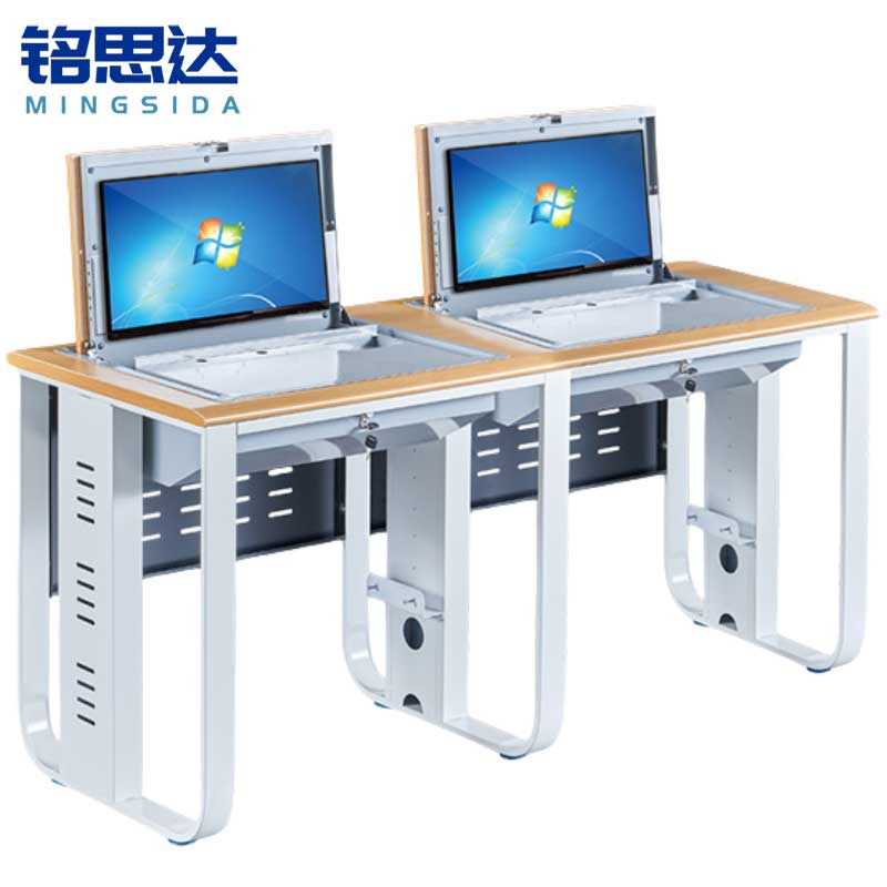 铭思达翻转电脑桌双人位张高清大图