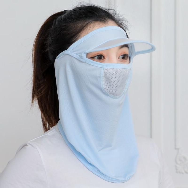 夏季防晒面罩女冰丝口罩全脸遮脸护颈薄款防骑行遮阳帽一体视频
