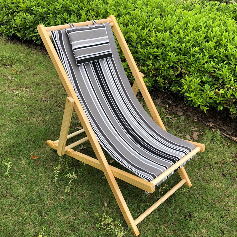 京好实木沙滩椅实木躺椅折叠椅牛津布椅午休椅便携椅陪护椅子逍遥椅可