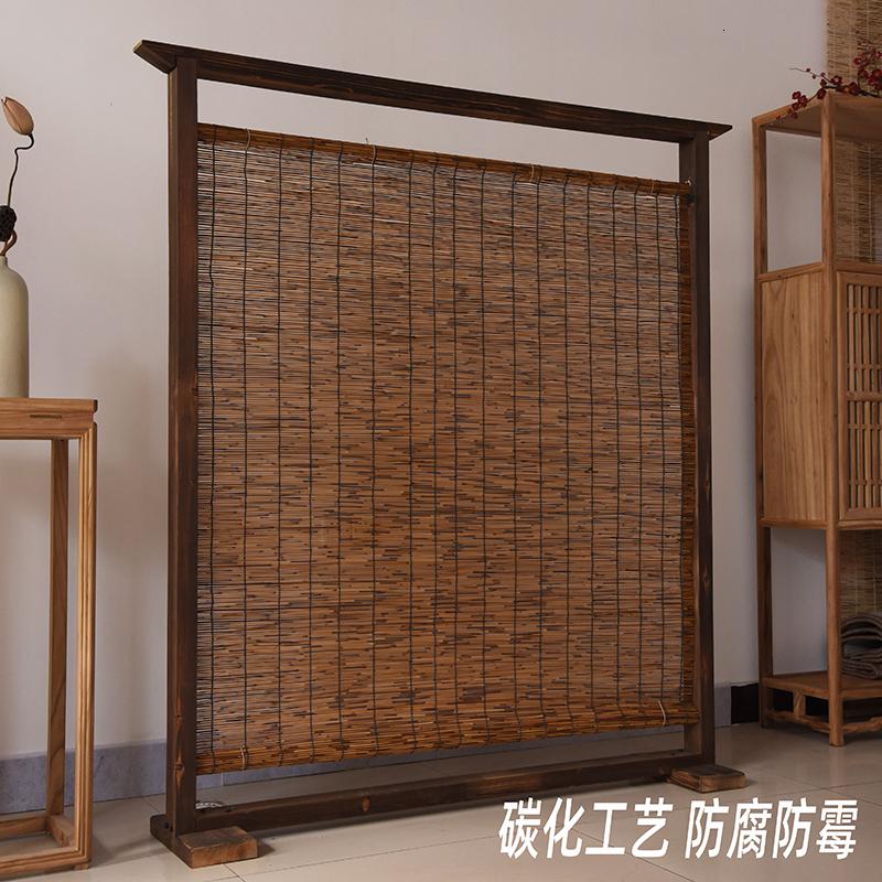 BONJEAN新中式实木芦苇屏风隔断玄关客厅茶室饭店酒店禅意复古屏风座屏高清大图