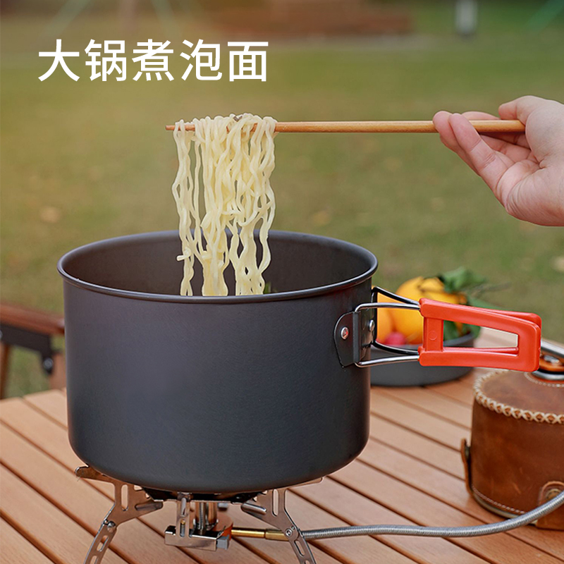 美穗吉家 户外露营锅具套装四件套(1.1L水壶(带盖)+大锅3L(带盖)+中锅2L(带盖)+煎锅1.7L)高清大图