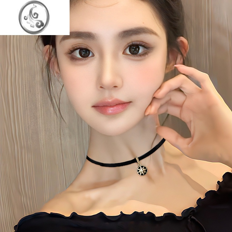 JiMi黑色颈带潮流项链甜酷辣妹锁骨链女款复古高级感小众脖子配饰项圈