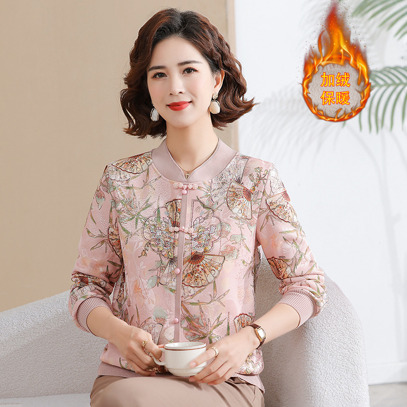 新款中老年女装针织衫女40-60岁加绒保暖衣服妈妈毛衣50岁中年女