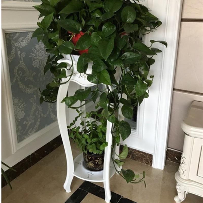欧式花架白色木质多层实木客厅室内置物架落地花盆架子简约象牙白