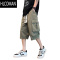 HLCOMAN军绿色工装短裤男夏季冰丝凉感七分裤子男潮牌宽松休闲哈伦运动裤