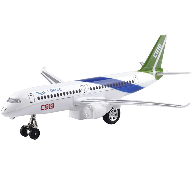 彩珀飞机模型国产大飞机c919客机空客民航客机模型声光回力无包装无