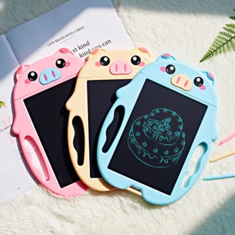 儿童家用画板液晶手写板小黑板电子磁性笔小学生涂鸦画画板写字板 美美猪(粉色)图片