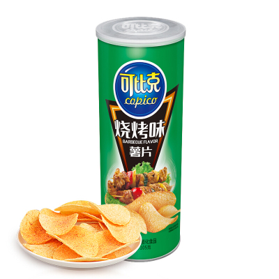 可比克 膨化食品 烧烤味薯片105g(休闲零食)