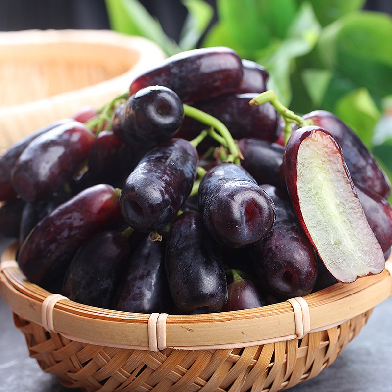 西沛生鲜澳洲进口金手指葡萄黑提子新鲜水果4斤装无籽蓝宝石美人指黑