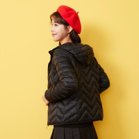 【1件2.5折价：52.3】美特斯·邦威超轻羽绒服女直筒型冬装新款休闲带帽外套潮商场同款