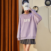 [1.5折价61元]唐狮秋冬季卫衣女新款加厚圆子嵌条前胸字母上衣休闲韩系