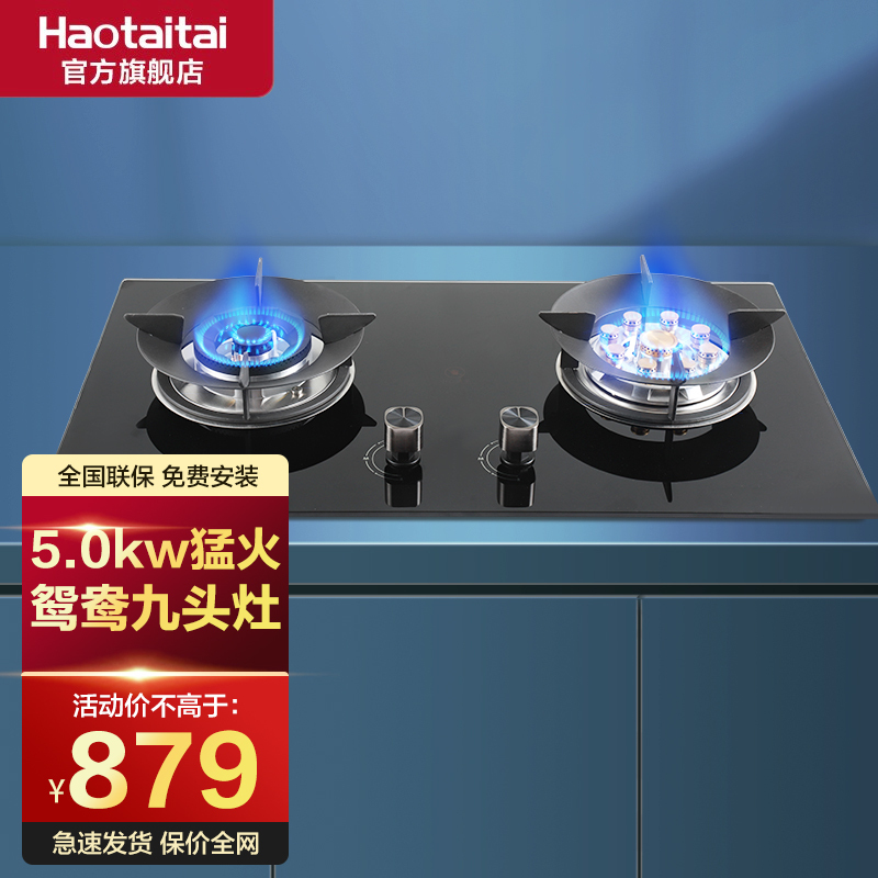 Haotaitai用心爱好太太燃气灶双灶家用嵌入式天然气炉灶台液化气台式 2199 燃气灶4.8kw鸳鸯九头灶-液化气