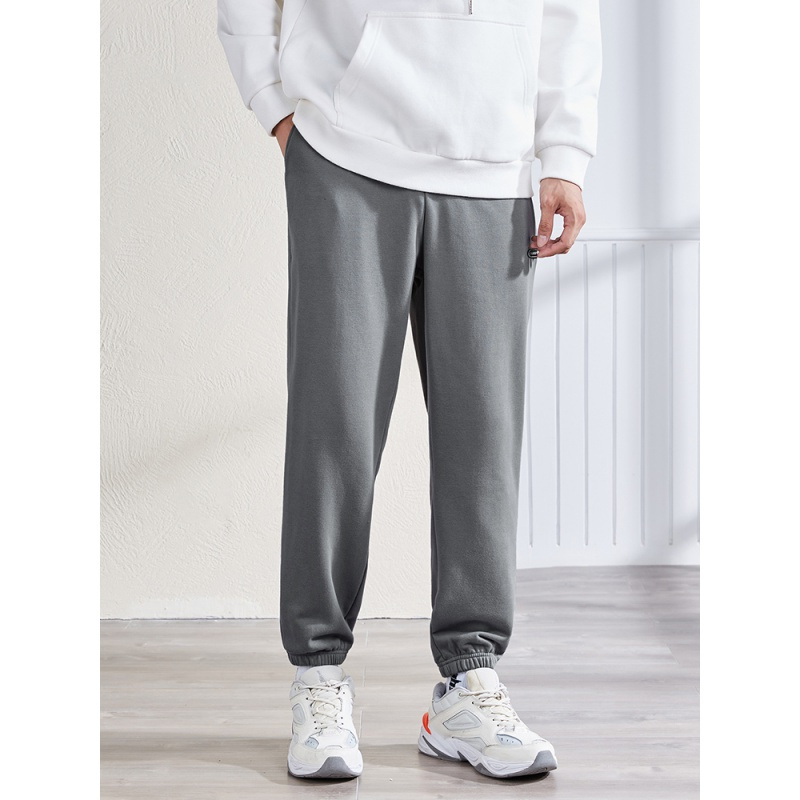 1件25折价899元唐狮春秋季新款灰色运动裤男韩版宽松束脚加绒休闲裤子