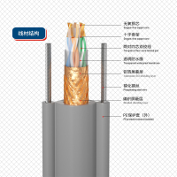千天(QANTOP)电梯网线监控视频随行线双屏蔽双钢丝 六类千兆网络线8芯无氧铜高速传输QT-DT009