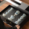 苏氏陶瓷(SUSHI CERAMICS)汝窑开片手绘山水泛舟三才盖碗茶具套组苏爱珍老师作品