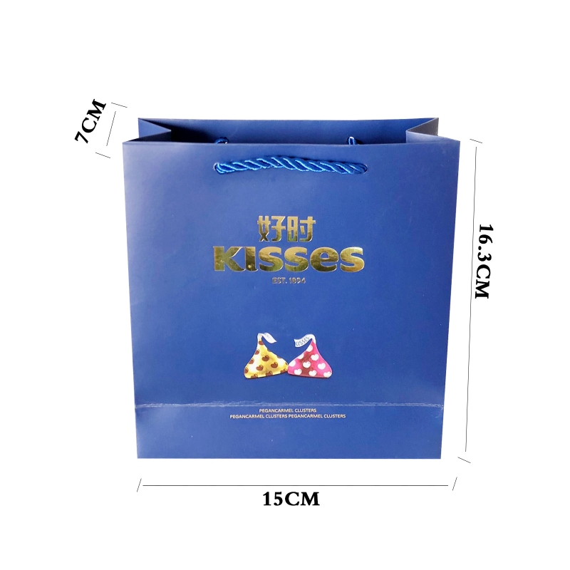 好时(Hershey’s)好时之吻kisses牛奶巧克力6粒10粒16粒圆形铁盒结婚喜糖礼盒 蓝色礼袋大号（16粒使用） 好时