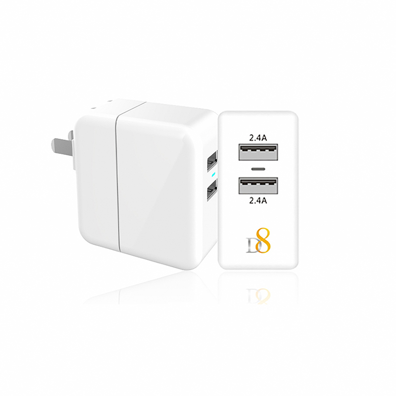 D8 双USB快速充电器iPhone8苹果7手机6安卓通用2.4A智能快充插头