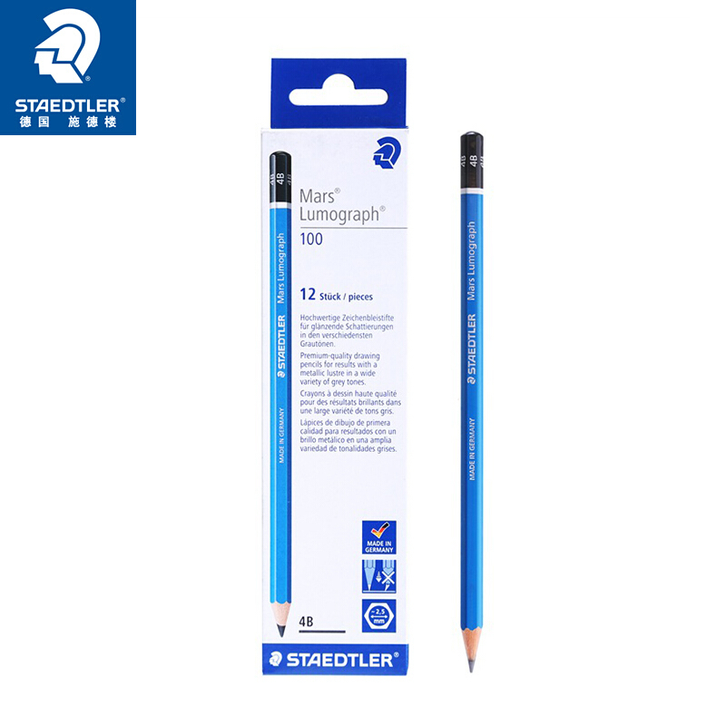 施德楼(STAEDTLER)素描铅笔100蓝杆专业绘图绘画学生速写工具-