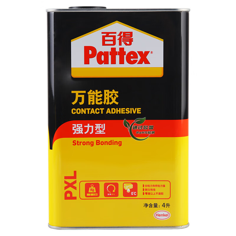 汉高百得(Pattex)万能胶 木工胶水 强力胶地板胶木板胶修补胶强力型PX4L*4L