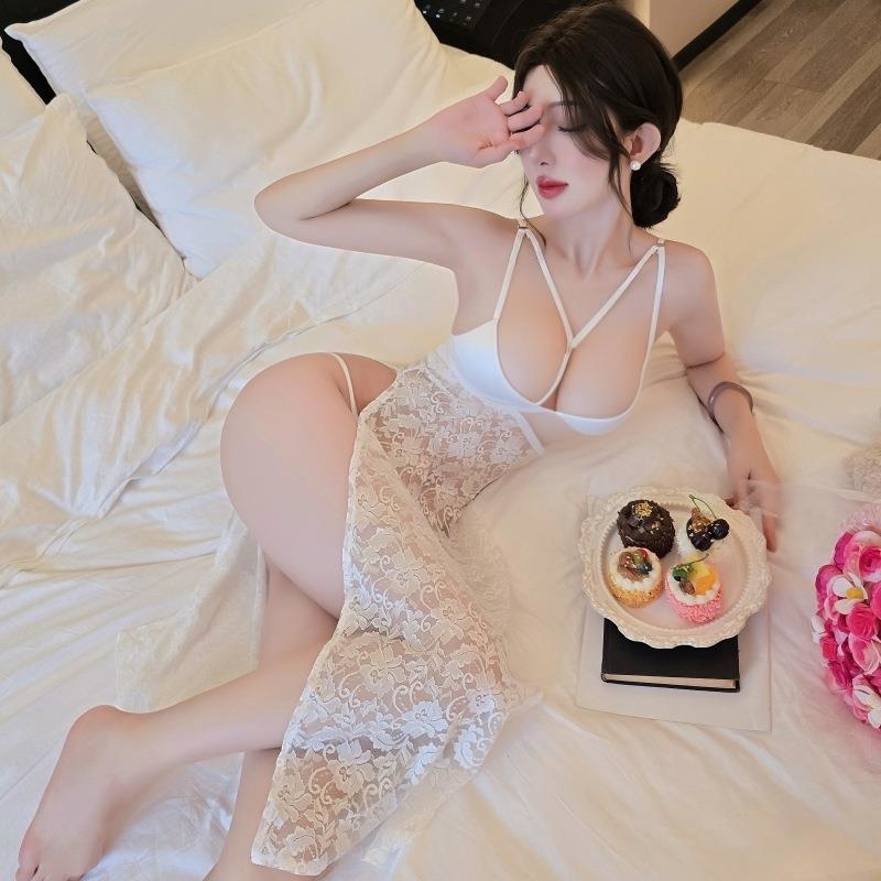 长夜漫漫情趣内衣性感内衣开叉裙收腰长裙夜店公主诱惑连衣裙1833 红色 均码(80-120斤)