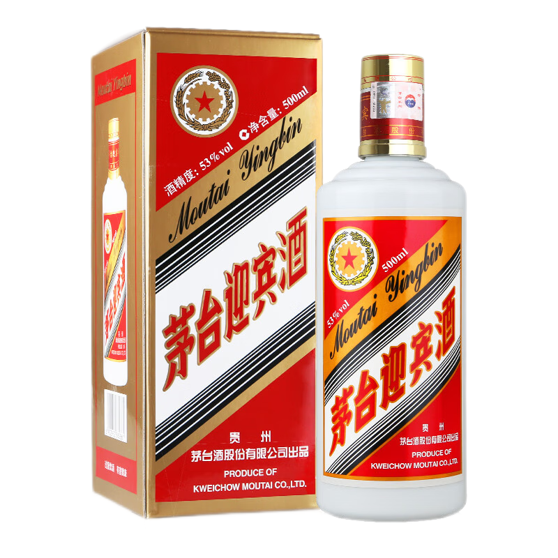 53贵州茅台茅台迎宾酒酱香型白酒度迎宾酒53度500ml单瓶装