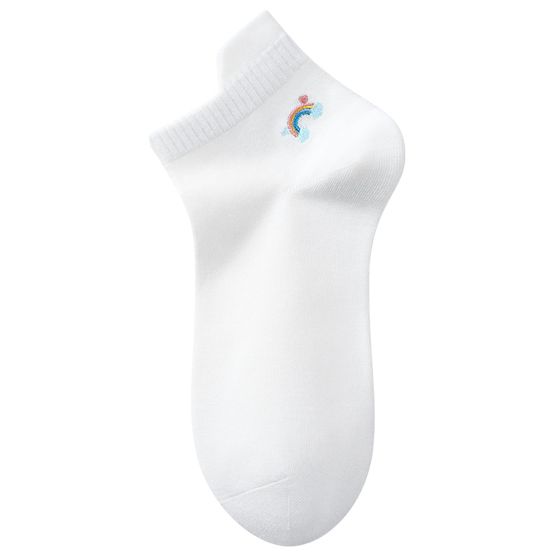 恒源祥袜子女夏季薄款短袜白色女袜纯棉100%全棉透气船袜短款棉祥高清大图