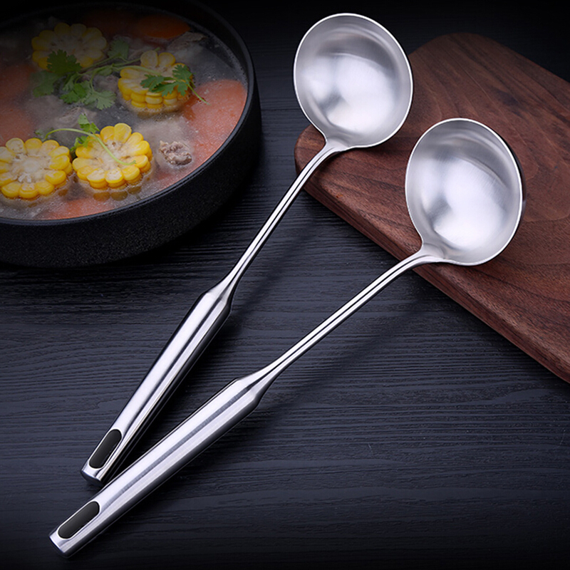 大汤勺不锈钢拉丝工艺家用厨房汤壳熬汤长柄盛汤盛粥勺