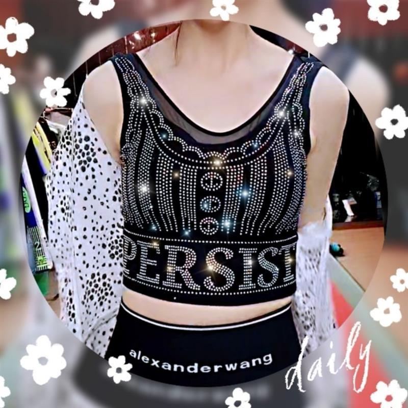 网红大王纽扣英文钻u背聚拢无钢圈内衣时尚百搭奥钻运动文胸