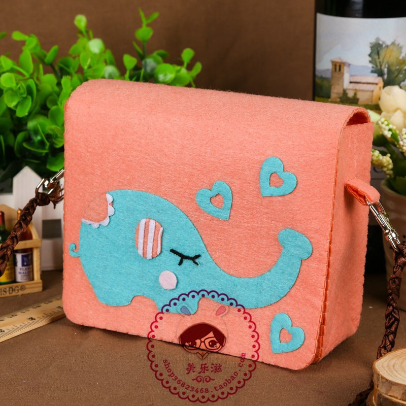 全国免裁剪不织布手工布艺diy材料包小挎包零钱包背包单肩包薄荷小象